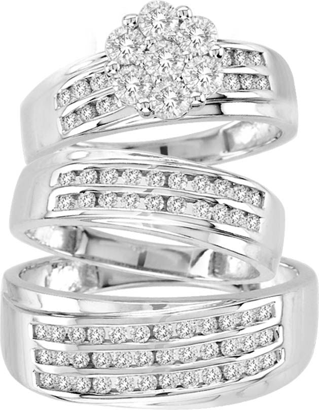 14K 1.60CT  Diamond TRIO SET