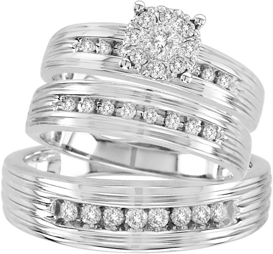 14K 0.58CT Diamond TRIO SET