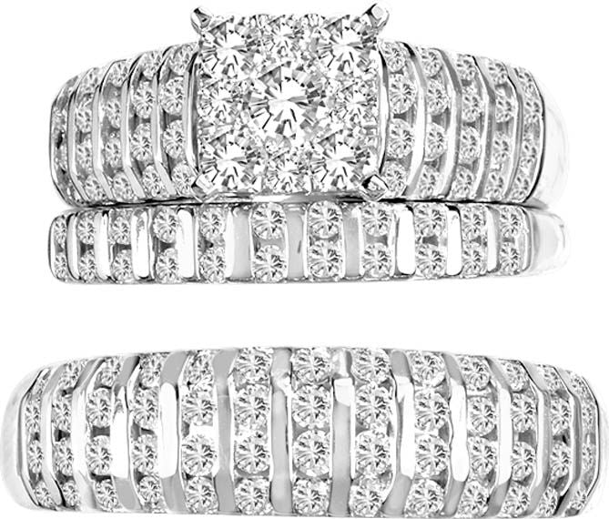14K0.78CT Diamond TRIO SET