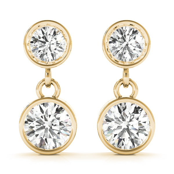 18K Yellow Gold Round Diamond Stud Earrings