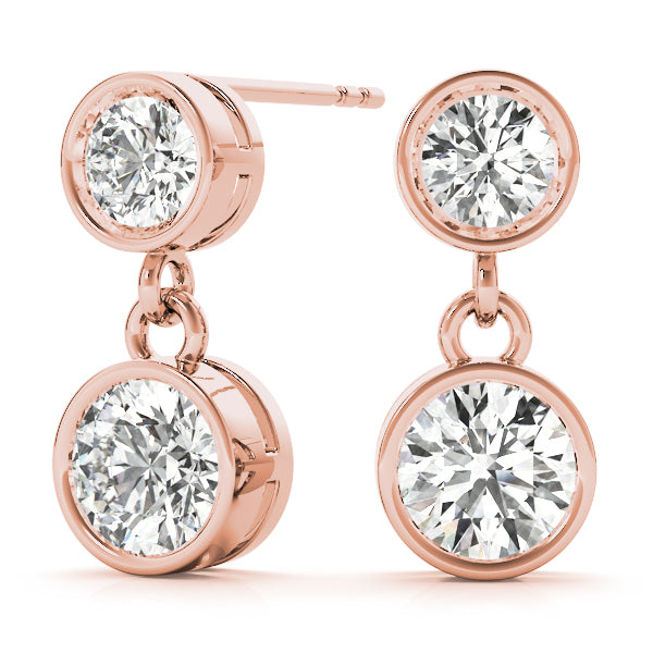 18K Rose Gold Round Diamond Stud Earrings