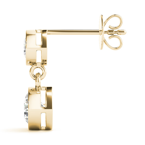 18K Yellow Gold Round Diamond Stud Earrings