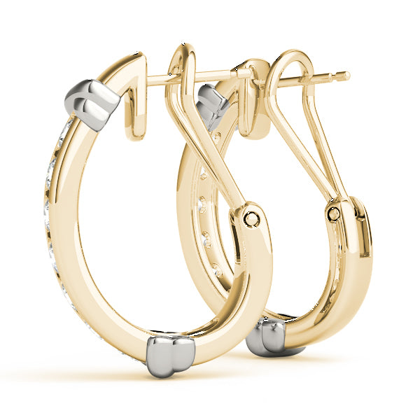18K Yellow Gold Diamond J-Hoop Earrings