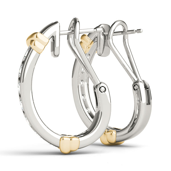 14K White Gold Round Diamond J-Hoops
