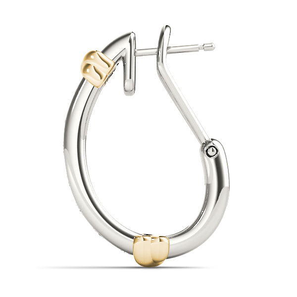 14K White Gold Round Diamond J-Hoops