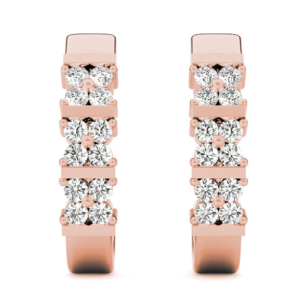 18K Rose Gold Diamond J-Hoop Earrings