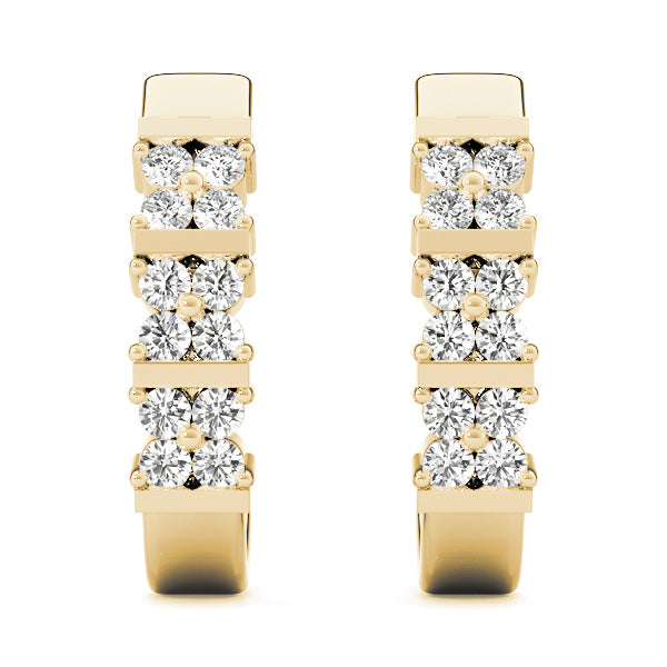 18K Yellow Gold Diamond J-Hoop Earrings