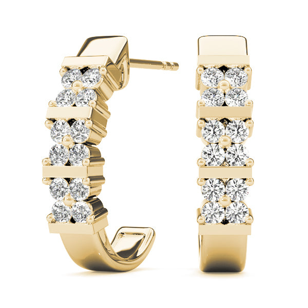 14K Yellow Gold 1/4 ct tw J-Hoops Diamond Earring
