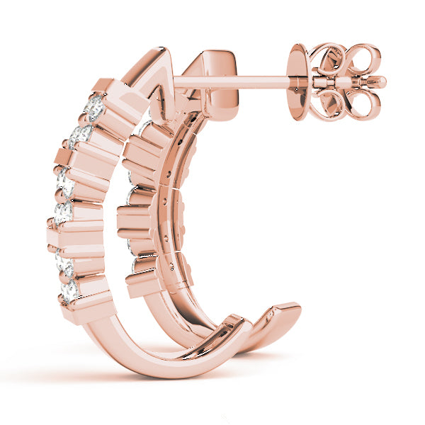 18K Rose Gold Diamond J-Hoop Earrings