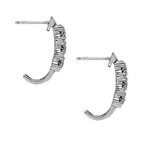 White Gold 1/4 CT Diamond J-Hoop Earrings