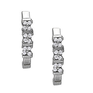 White Gold 1/4 CT Diamond J-Hoop Earrings
