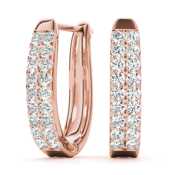 18K Rose Gold Diamond J-Hoop Earrings