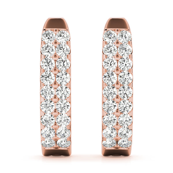 18K Rose Gold Diamond J-Hoop Earrings