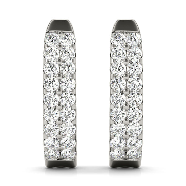 18K White Gold Diamond J-Hoop Earrings