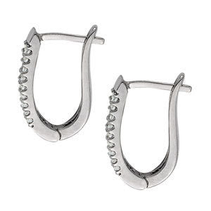 18K White Gold Diamond J-Hoop Earrings