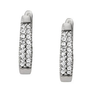 18K White Gold Diamond J-Hoop Earrings