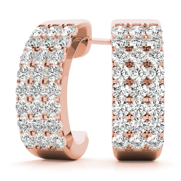 Rose Gold 1/2 CT Diamond J-Hoop Earrings