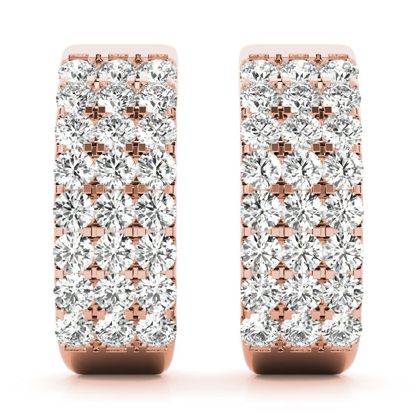 Rose Gold 1/2 CT Diamond J-Hoop Earrings