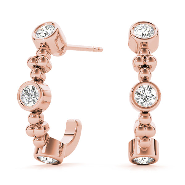 Rose Gold Diamond J-Hoop Earrings | 0.45 ctw