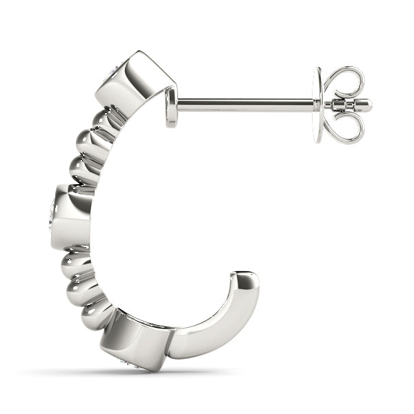 Platinum 0.45ctw Diamond J-Hoop Earrings