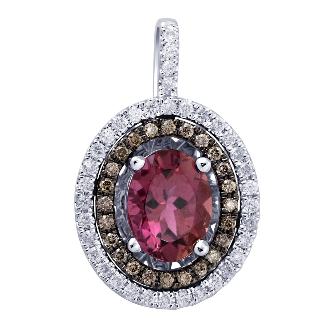 18K 0.35 CT Diamond & PINK TOURMALINE Pendant