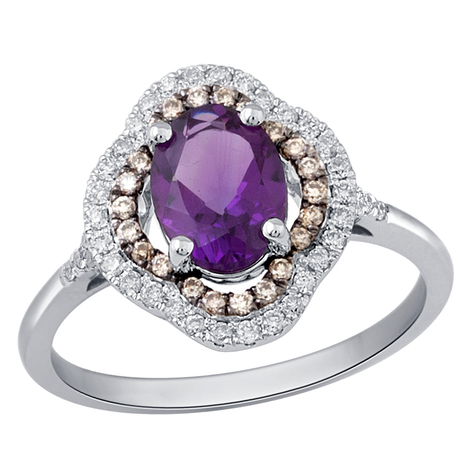 18K 0.31 CT Diamond & AMETYST RING