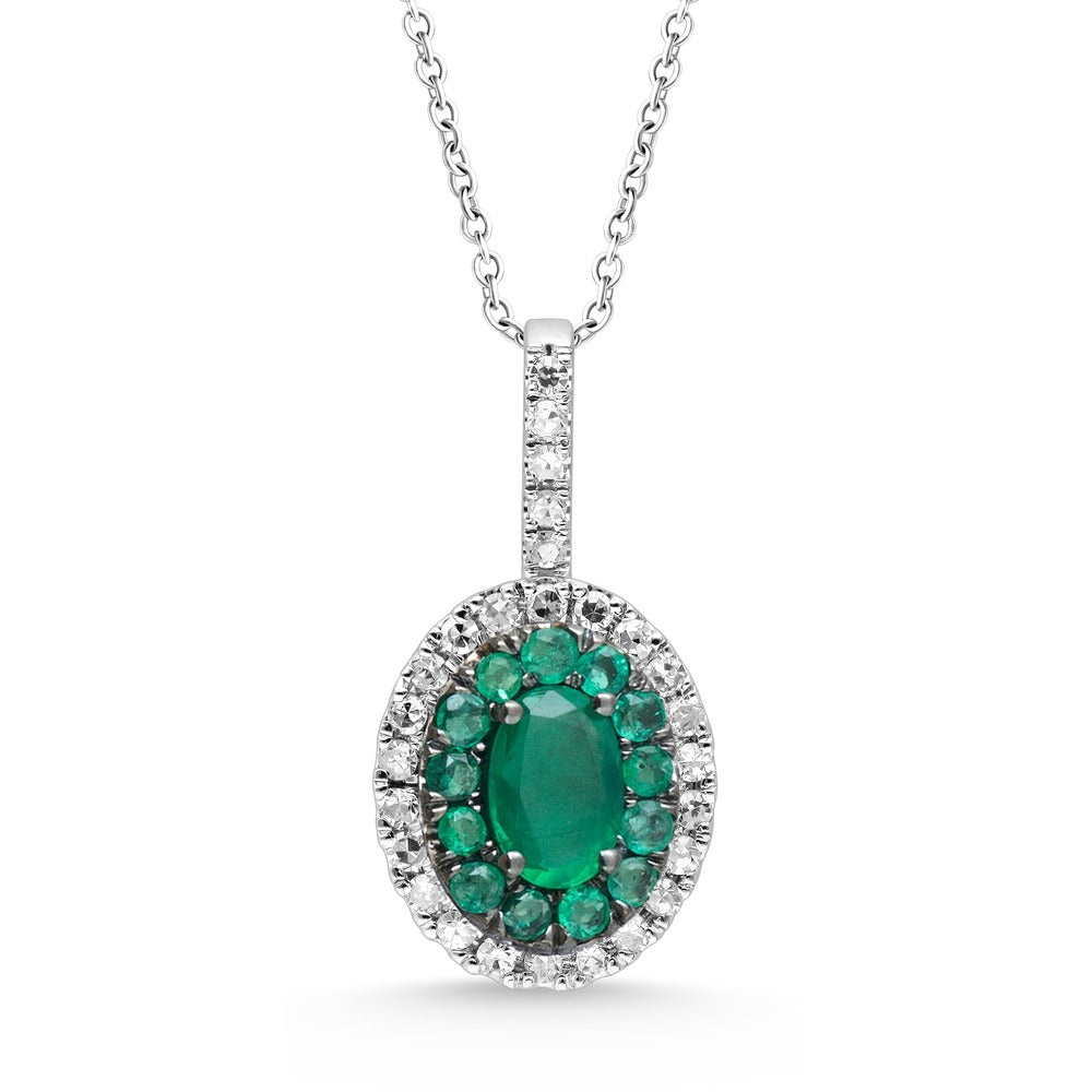 18K 0.21 CT Diamond & EMERALD Pendant