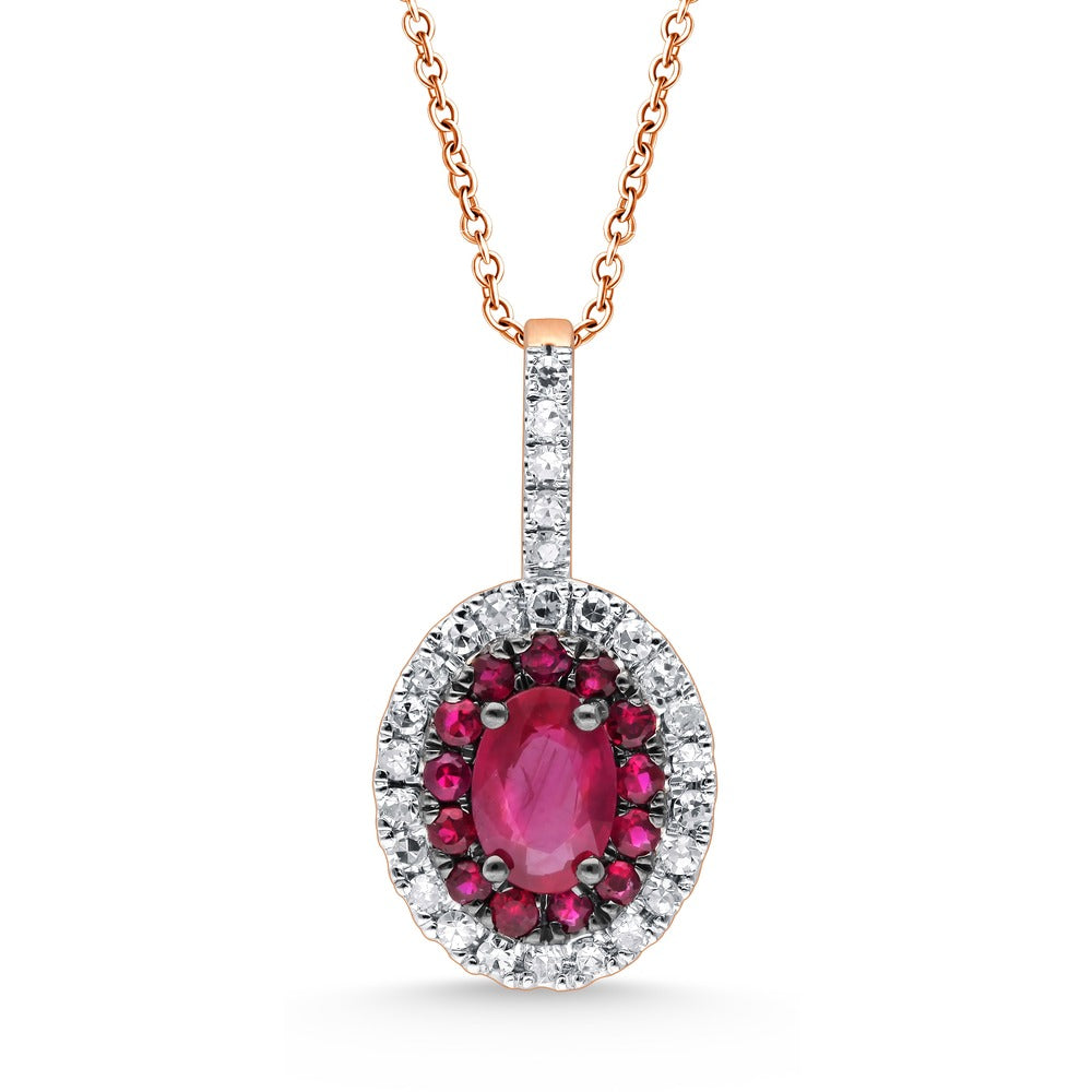 14K 0.21 CT Diamond & RUBY Pendant