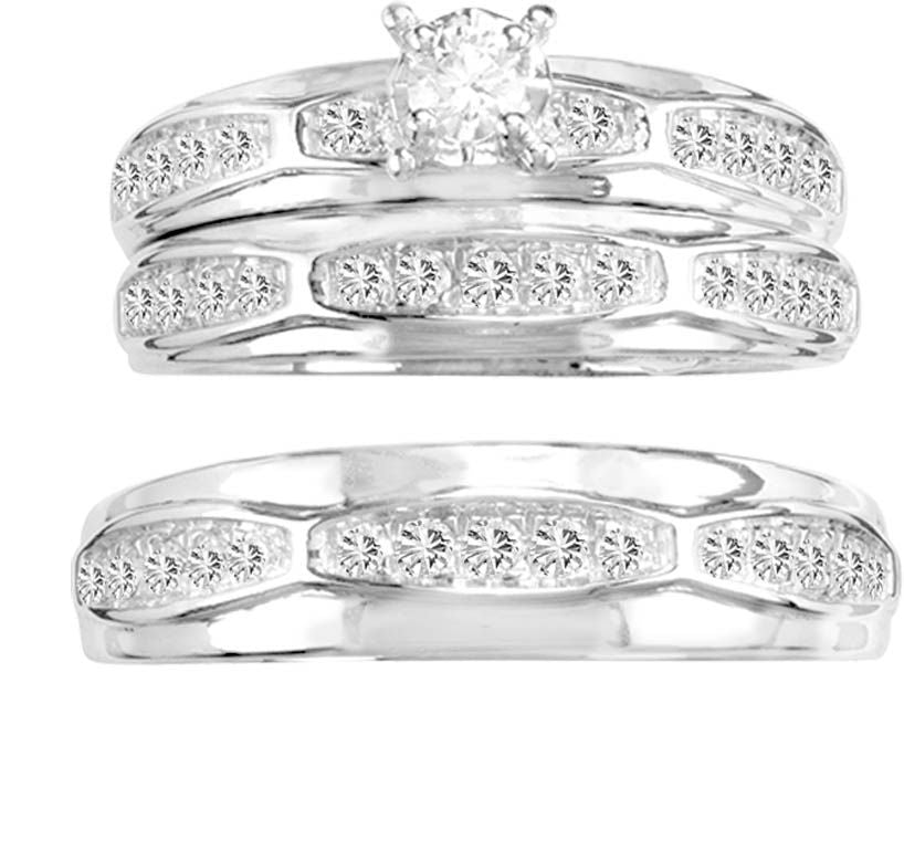 14K 0.75CT Diamond  TRIO SET