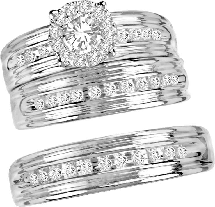 14K 0.75CT Diamond TRIO SET