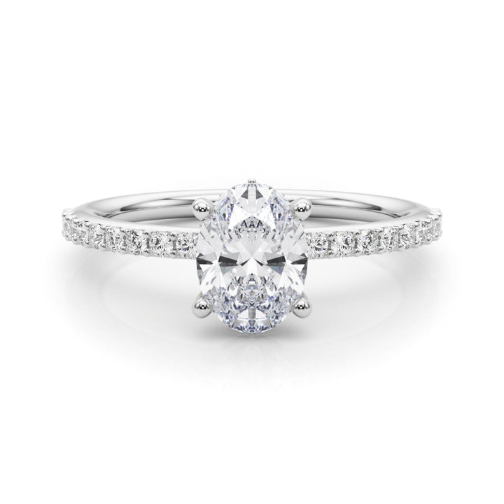 18K White Gold Lab Diamond Hidden Halo Oval Ring