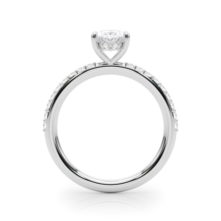 18K White Gold Lab Diamond Hidden Halo Oval Ring
