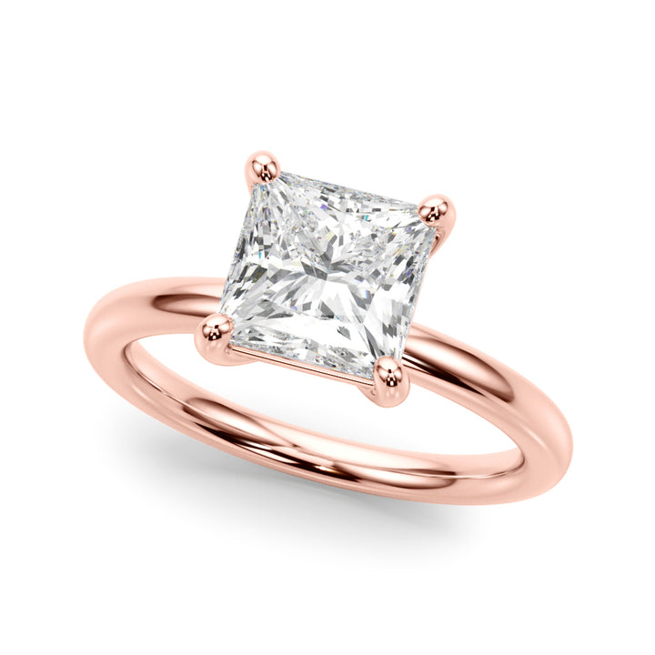18K Rose Gold Princess Cut Lab Diamond Solitaire