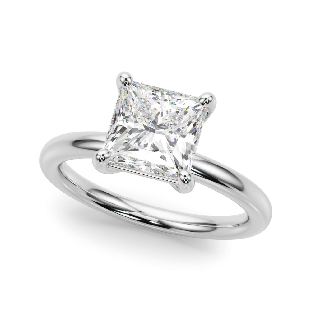 White Gold 0.6CT Princess Lab Diamond Solitaire Ring