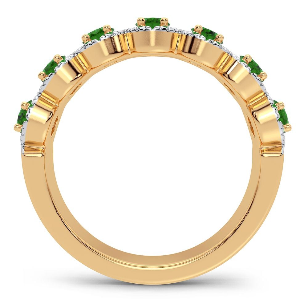14K 0.26CT Diamond Emerald Ring