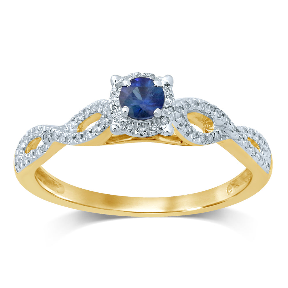 14K 0.11CT Diamond SAPHIRE  RING