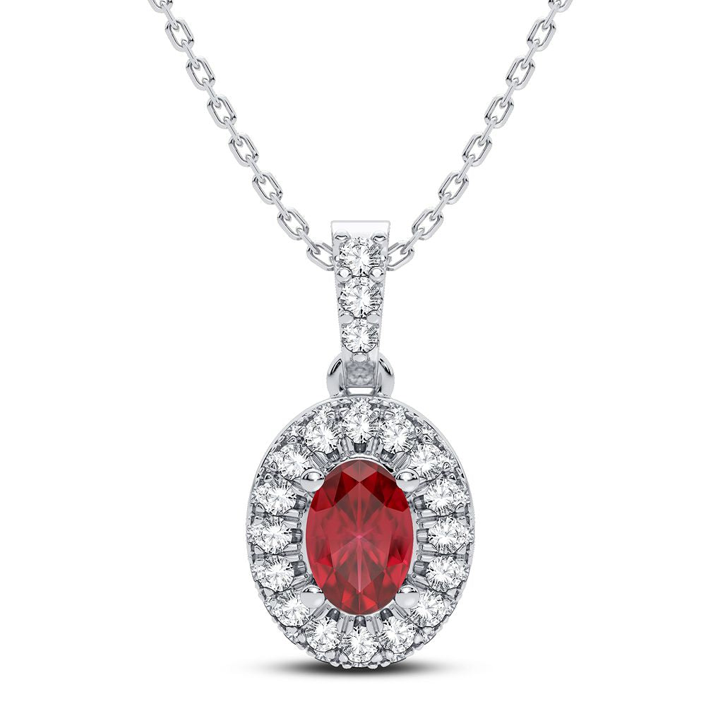 14K 0.35CT Diamond Ruby Pendant