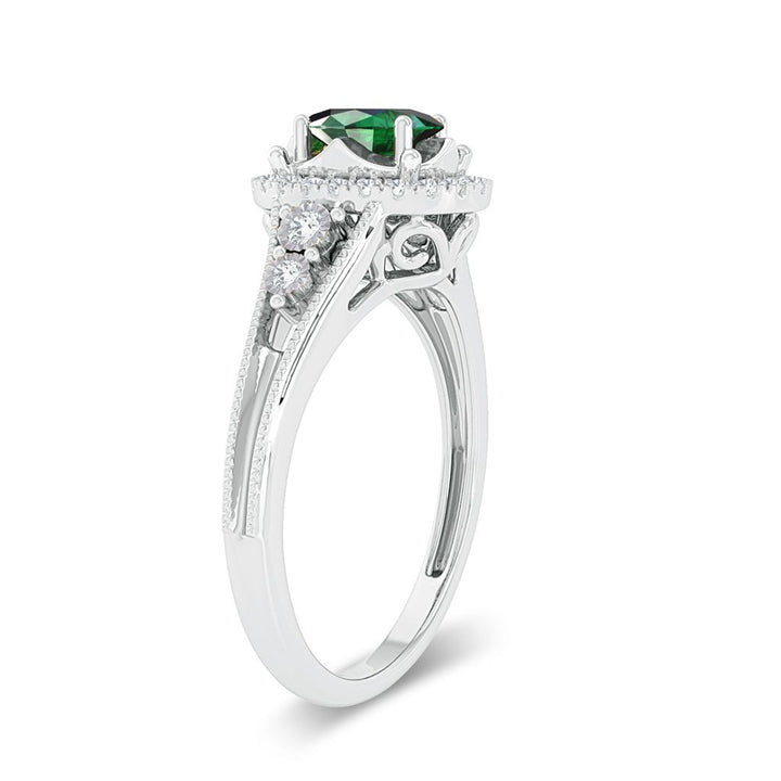 14K 0.10ct Diamond Emerald Ring