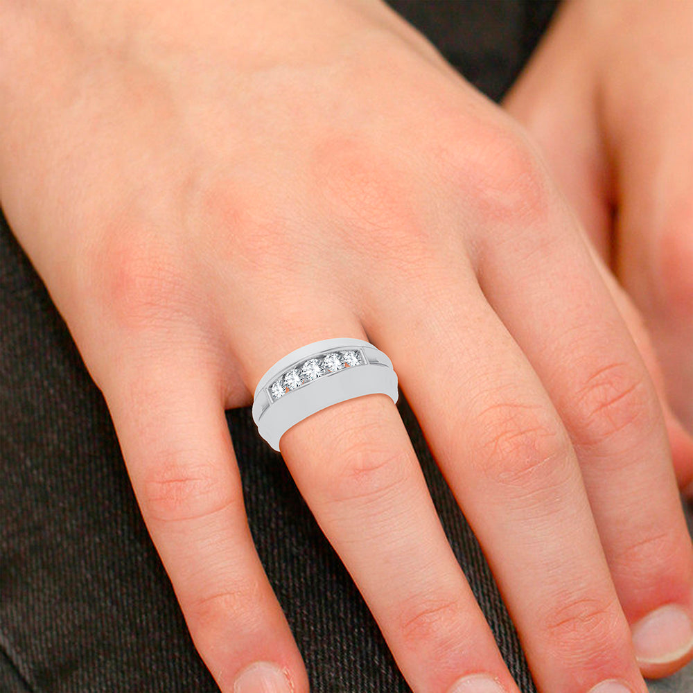 14K 0.25CT DIAMOND MEN'S BAND