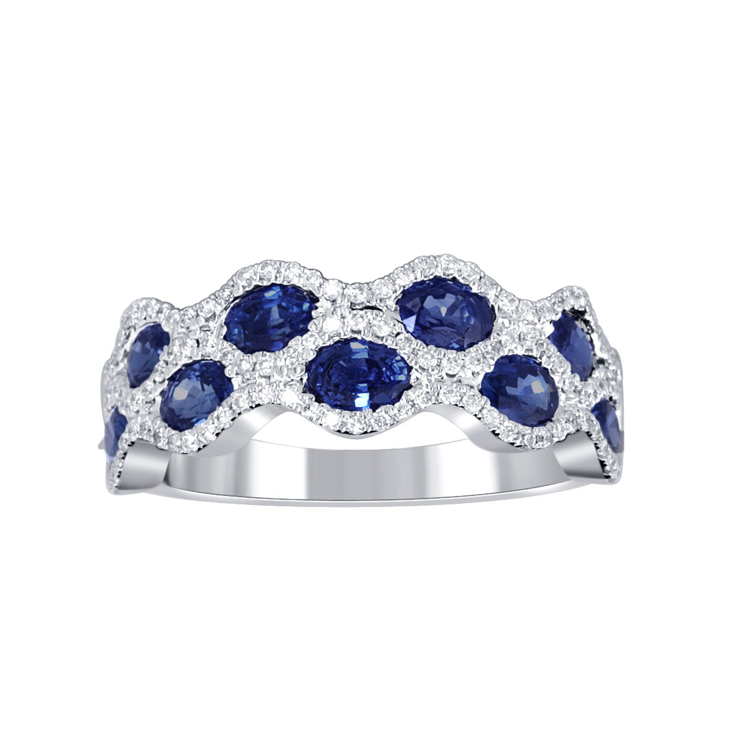 14K 0.25CT Diamond Sapphire Band