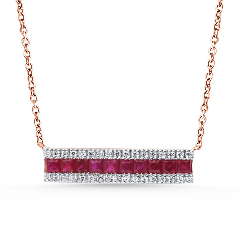 14K 0.12CT Diamond RUBY Pendant