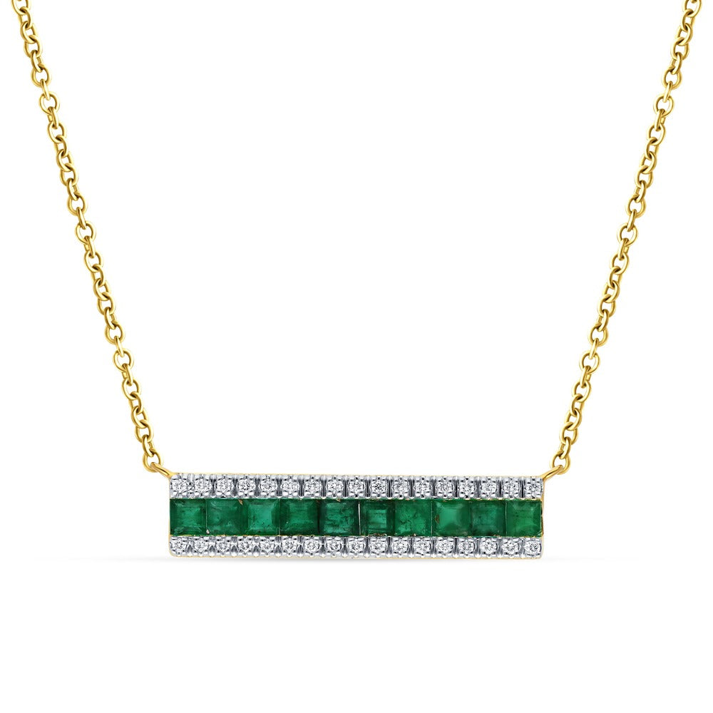 14K 0.12CT Diamond Emerald Pendant