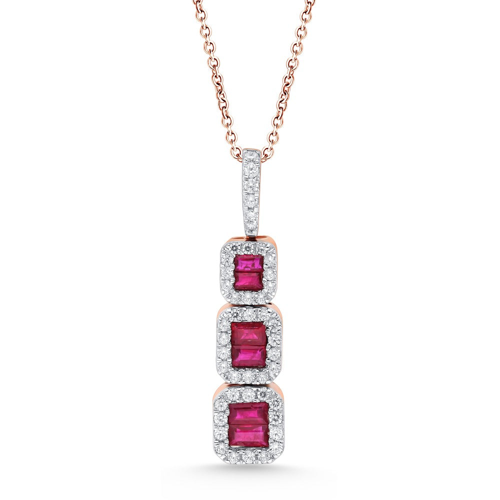14K 0.31CT Diamond  RUBY Pendant