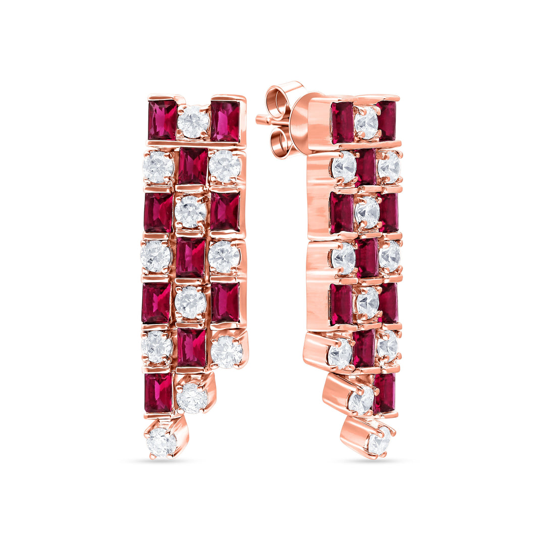 14K 1.21CT Diamond RUBY EARRNIG