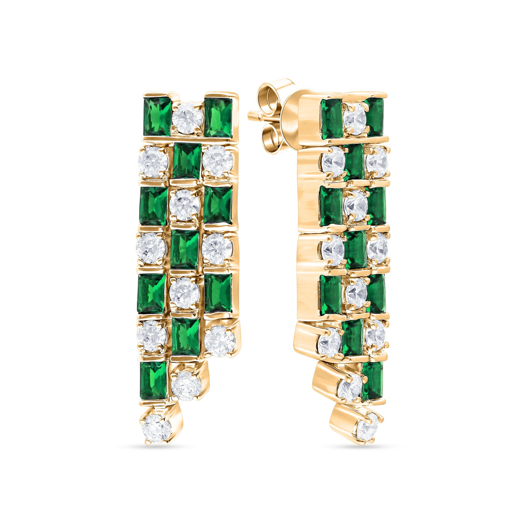 14K 1.21CT Diamond  EMERAL EARRNIG