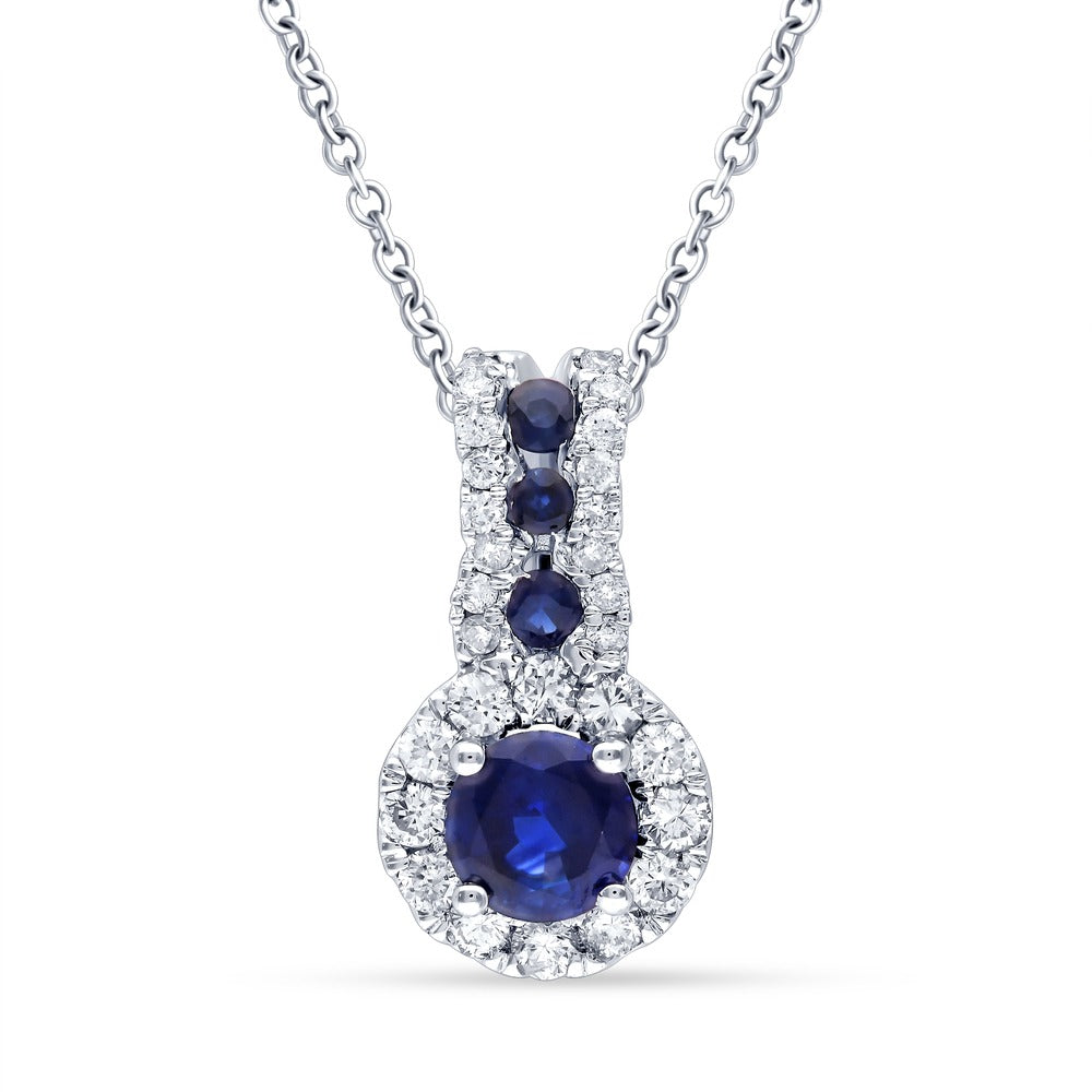 14K 0.15CT Diamond SAPPHIRE Pendant