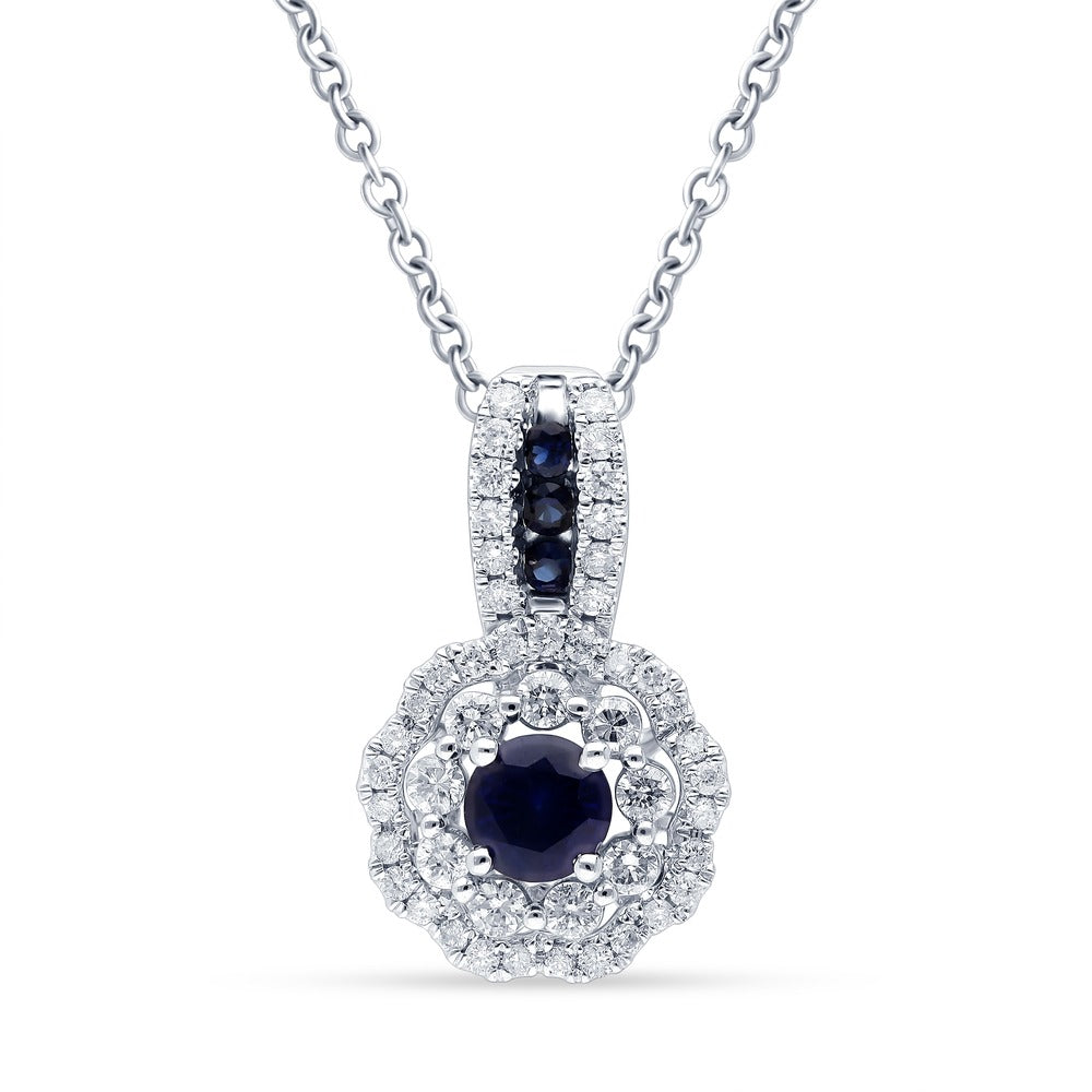 14K 0.35CT Diamond SAPPHIRE Pendant
