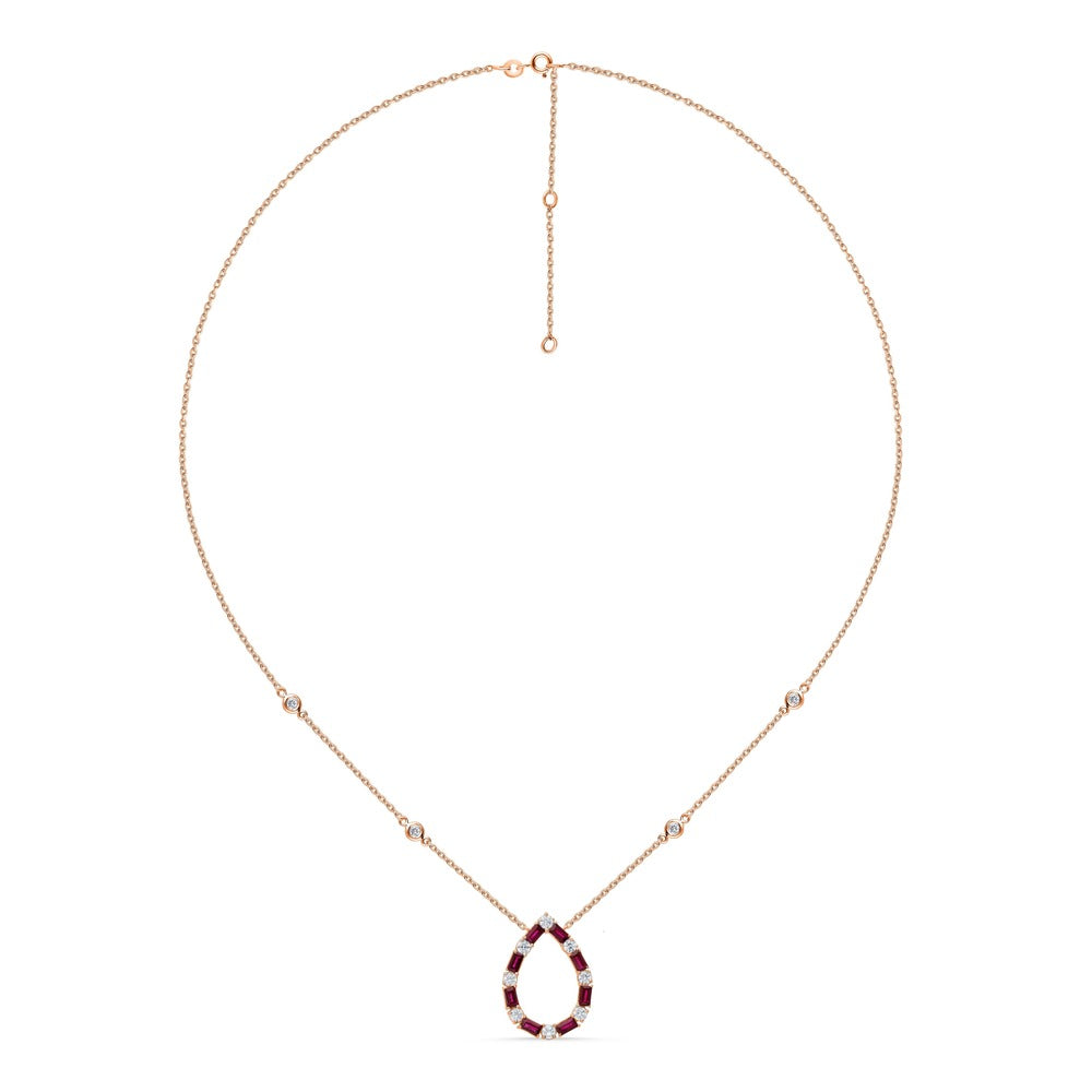14K  0.67CT Diamond Ruby Necklace