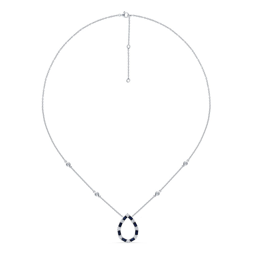14K 0.67CT Diamond Sapphire Necklace