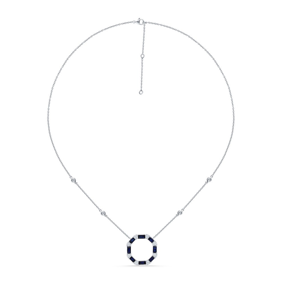 14K 0.73CT Diamond Sapphire Necklace